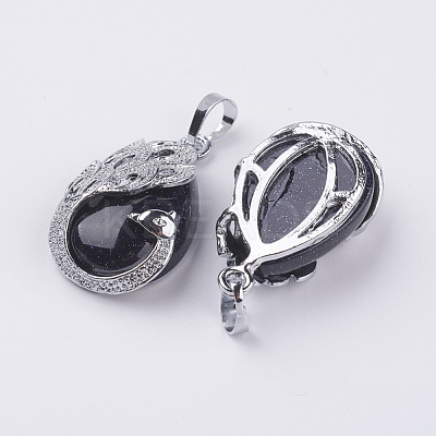 Synthetic Blue Goldstone Pendants X-G-E442-04I-1