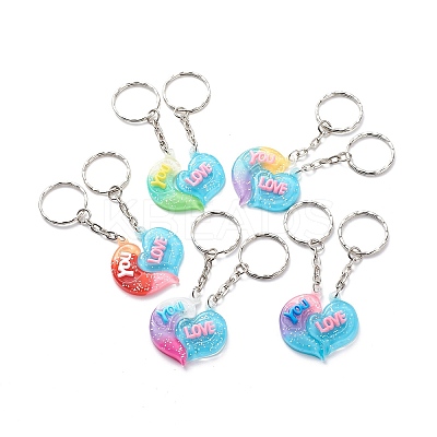 2Pcs Valentine's Day Couple Heart Charm Keychain KEYC-JKC00393-1