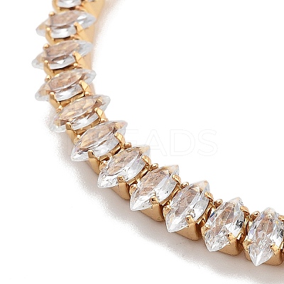 Brass Pave Clear Cubic Zirconia Horse Eye Link Bracelets BJEW-B094-03B-G-1