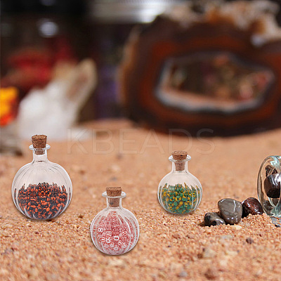6Pcs 3 Style Chunky Glass Ball Wishing Bottle Ornament AJEW-DR0001-06-1