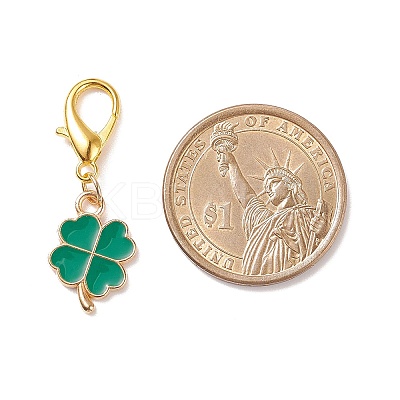 Alloy Enamel Clover Pendant Decorations X-HJEW-JM00661-04-1