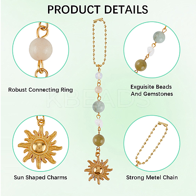 Natural Gemstone Beads Pendant Decorations HJEW-WH20019-01G-1