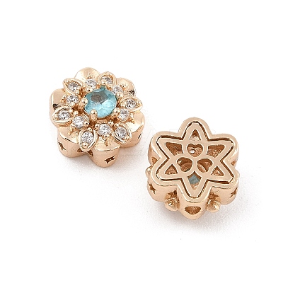 Rack Plating Brass Micro Pave Cubic Zirconia Beads KK-F879-03G-01-1
