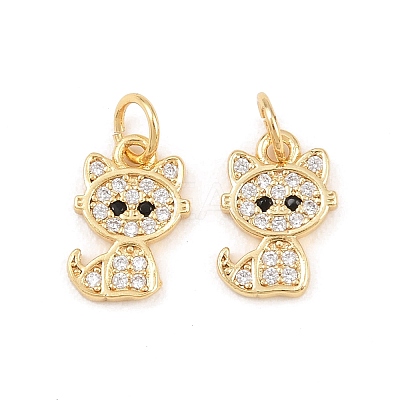 Brass Micro Pave Clear Cubic Zirconia Charms ZIRC-C020-38G-1