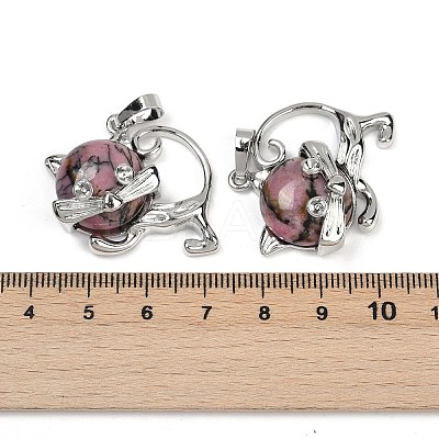 Natural Hypersthene Kitten Pendants G-J386-C17-13-1