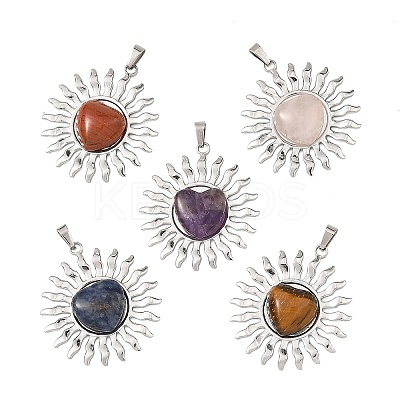 Natural Mixed Gemstone Pendants PALLOY-JF06018-01-1