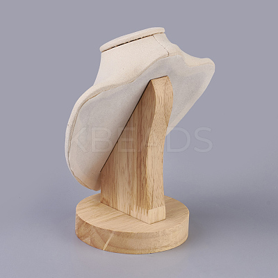 Microfiber Wooden Necklace Displays NDIS-O008-03A-S-1