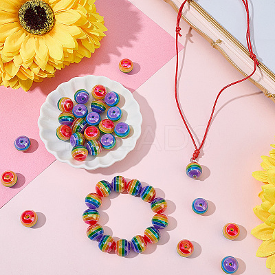 40Pcs Pride UV Plating Rainbow Iridescent Acrylic European Beads MACR-SC0002-66-1