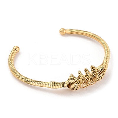 Ion Plating(IP) 304 Stainless Steel Wire Wrap Open Cuff Bangle BJEW-A139-03G-1