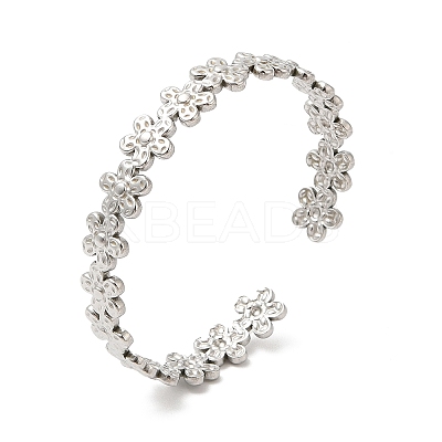 Non-Tarnish 304 Stainless Steel Flower Wrap Cuff Bangles for Women BJEW-L682-013P-1