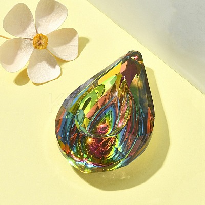 Electroplated K9 Glass Big Pendants EGLA-YW0003-01-1