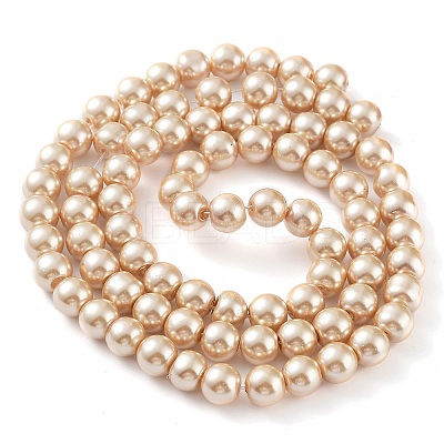 Baking Paint Pearlized Glass Pearl Round Bead Strands LS-HY-Q330-8mm-42-1