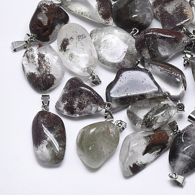 Natural Green Lodolite Quartz/Garden Quartz Pendants G-T122-32A-1