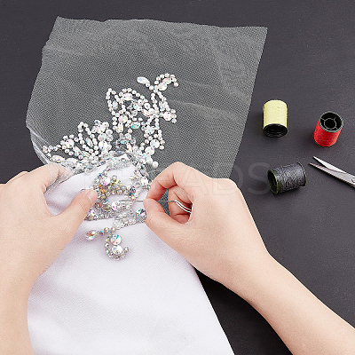 Rhinestone & Plastic Beaded Appliques DIY-WH0325-41-1