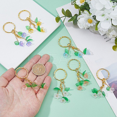 20Pcs 5 Colors Glass Keychain KEYC-FH00057-1