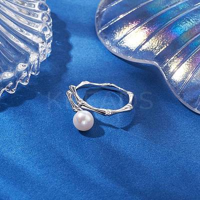 Round Natural Pearl Finger Rings RJEW-P113-11P-1