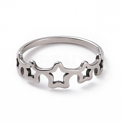 Non-Tarnish 201 Stainless Steel Star Wrap Finger Ring for Women RJEW-J051-24P-1