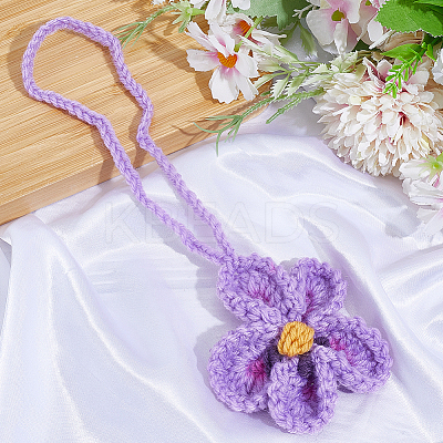 Handmade Polyester Flower Pendant Decorations HJEW-WH20020-011A-1