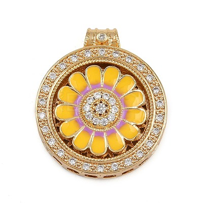 Brass Micro Pave Cubic Zirconia Rotating Pendants KK-P332-02A-G-1