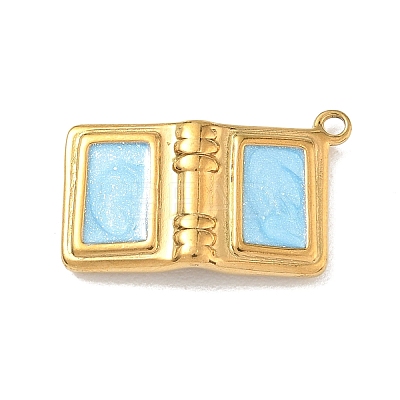 304 Stainless Steel Enamel Pendants STAS-L316-09G-1