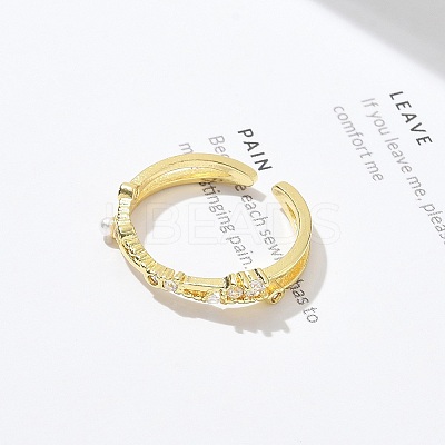 Clear Cubic Zirconia Cuff Rings RJEW-G337-18G-1