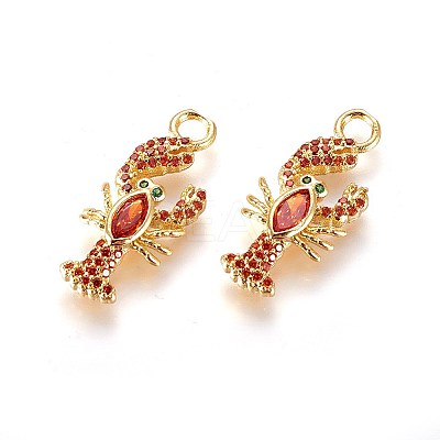 Brass Micro Pave Cubic Zirconia Pendants X-ZIRC-L075-25A-G-1