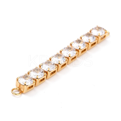 Brass Clear Round Cubic Zirconia Links Connectors ZIRC-G170-23A-G-1