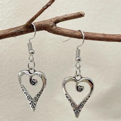Heart Alloy Pendant Necklaces & Dangle Earrings Sets for Women FS-WGFD789-01-1