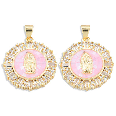 Brass Micro Pave Clear Cubic Zirconia Pendants KK-N227-100C-1