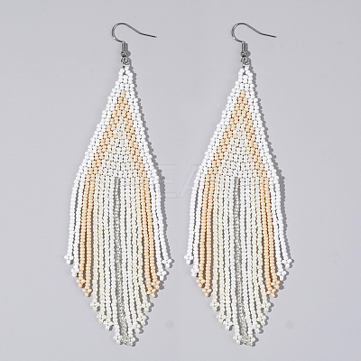 Handmade Glass Seed Beads Tassel Dangle Earrings EN2812-4-1