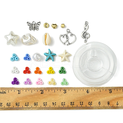 DIY Ocean Beach Theme Glass Seed Beaded Stretch Jewelry Set Kits DIY-FS0006-90-1