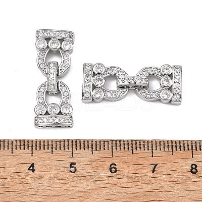 Brass Micro Pave Clear Cubic Zirconia Fold Over Clasps KK-P291-16P-1-1