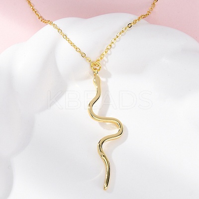 Brass Snake Pendant Cable Chain Necklaces for Women NJEW-S438-01B-G-1