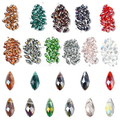 220Pcs 11 Colors Electroplate Glass Faceted Teardrop Beads Strands EGLA-YW0001-76-1