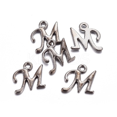 Gunmetal Plated Alloy Letter Pendants PALLOY-J718-01B-M-1