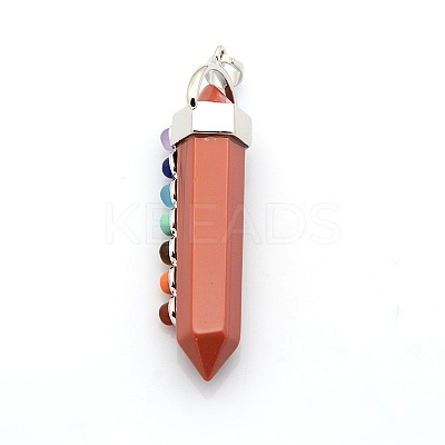 Yoga Chakra Jewelry Platinum Plated Brass Gemstone Double Terminated Pointed Big Pendants LS-G-P053-19H-1
