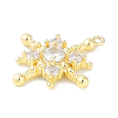 Brass Pave Clear Cubic Zirconia Pendants KK-F875-10G-1