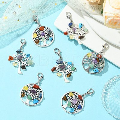 10Pcs 2 Styles Tibetan Style Alloy Pendant Decorations HJEW-CJ0001-17-1