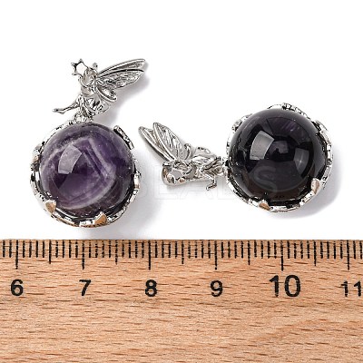Natural Amethyst Round Pendants G-G207-01P-07-1