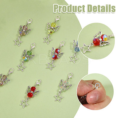 48Pcs 6 Colors Transparent Electroplate Glass Pendant Decorations HJEW-CA00071-1
