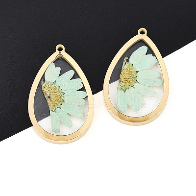 304 Stainless Steel Epoxy Resin Pendants STAS-T072-18-1