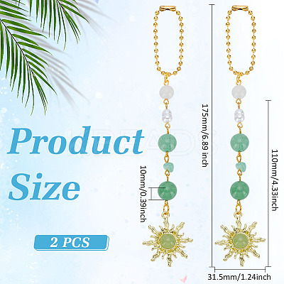 2Pcs Alloy Sun & Glass Pendant Decorations AJEW-ME0001-52B-1