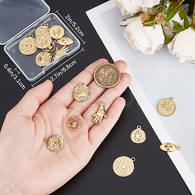 16Pcs 8 Styles 304 Stainless Steel Pendants STAS-BBC0006-36-1