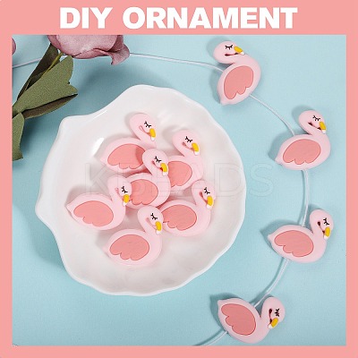 10Pcs Cartoon Flamingo Silicone Beads JX703A-1