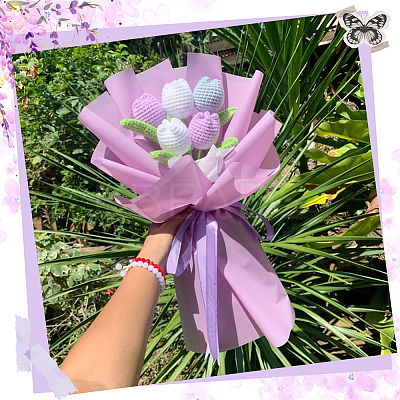 9Pcs 3 Colors Polyester with Iron Wire Artificial Tulip Flower AJEW-SC0031-42B-1