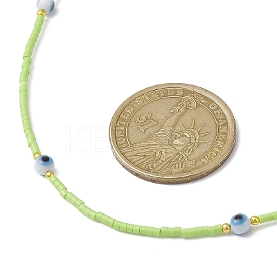 Lampwork Evil Eye & Glass Seed Beads Necklace with Real 18K Gold Plated 304 Stainless Steel Clasps NJEW-JN04597-03-1