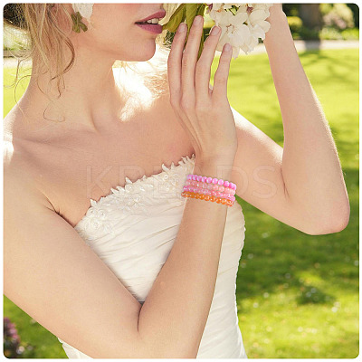6Pcs 6 Styles 8mm Glass Round Beaded Stretch Bracelet Sets BJEW-TAC0023-1
