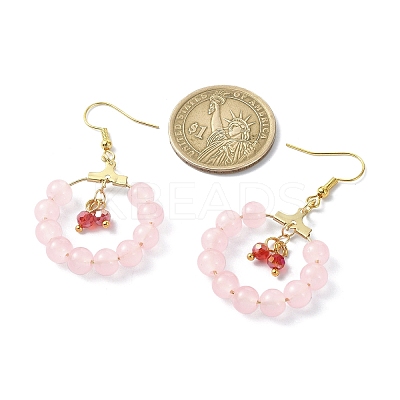 Imitation Jade Glass Beaded Ring Dangle Earrings EJEW-JE05568-04-1