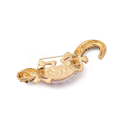 Lizard Alloy Crystal AB Rhinestone Brooches with Resin JEWB-I034-26G-02-1