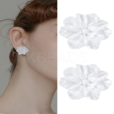1Pair Flower Resin Stud Earrings EJEW-LP0008-007-1